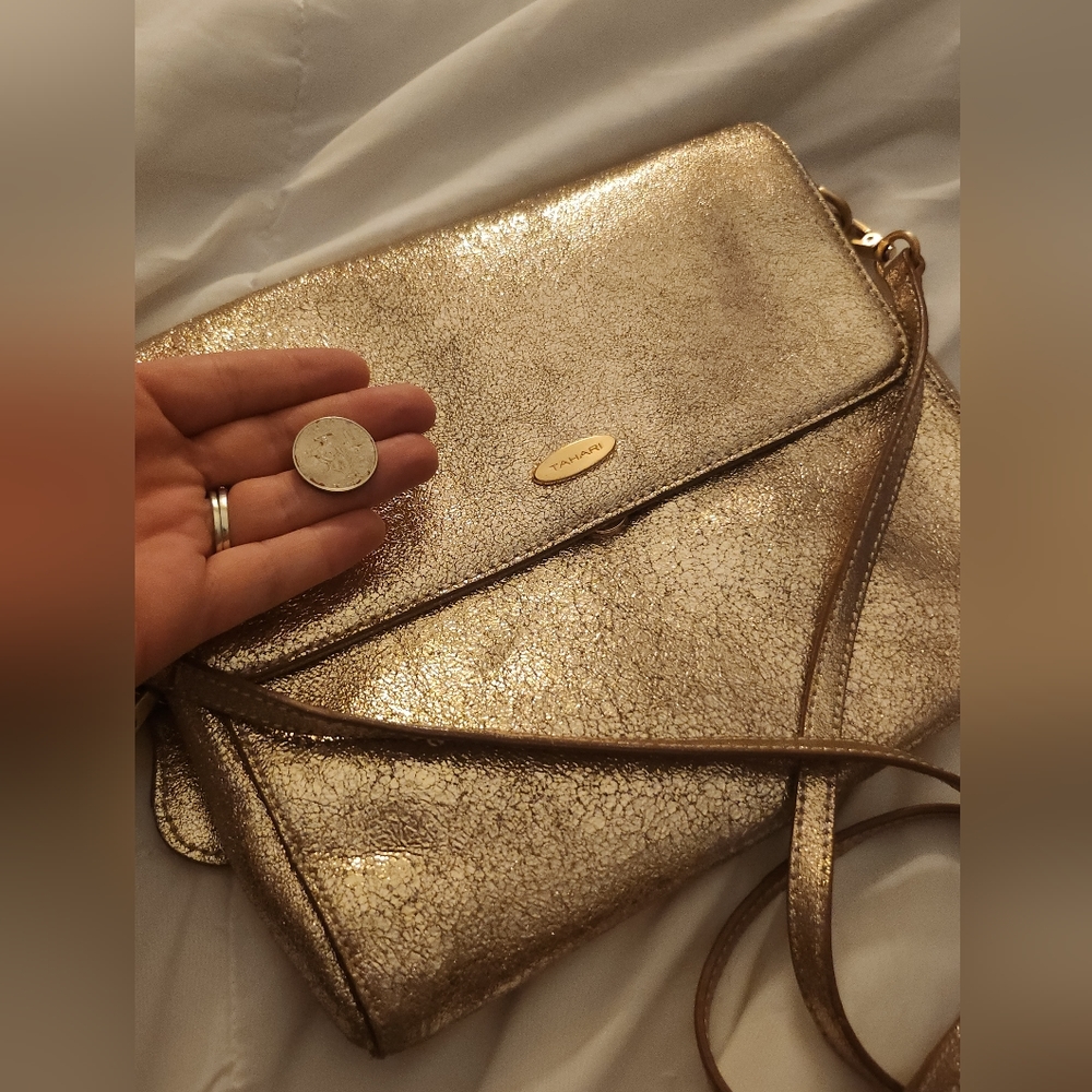 Tahari purse gold glimmer